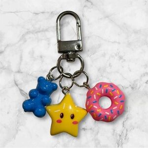 Cute Keychain with Star, Bear, and Donut Charms